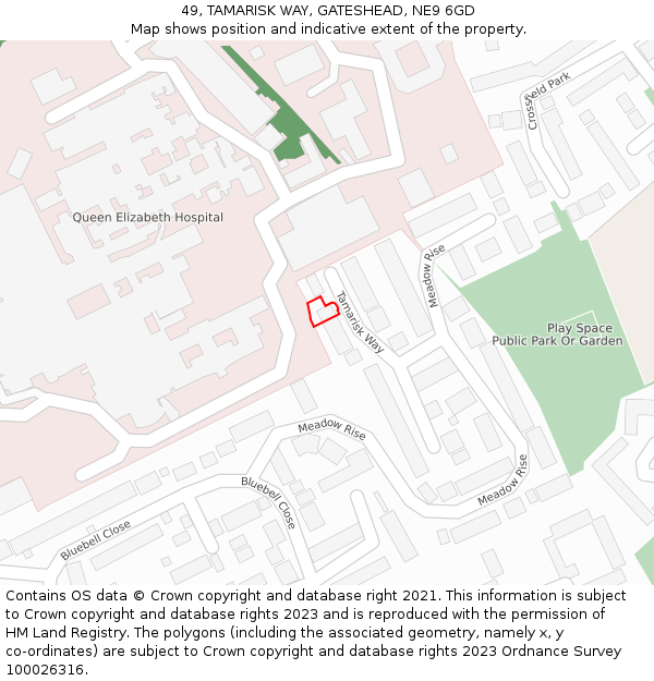 49, TAMARISK WAY, GATESHEAD, NE9 6GD: Location map and indicative extent of plot