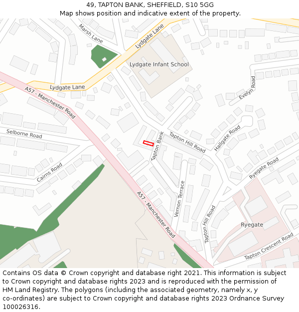 49, TAPTON BANK, SHEFFIELD, S10 5GG: Location map and indicative extent of plot