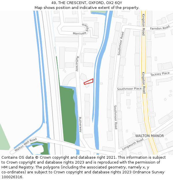 49, THE CRESCENT, OXFORD, OX2 6QY: Location map and indicative extent of plot