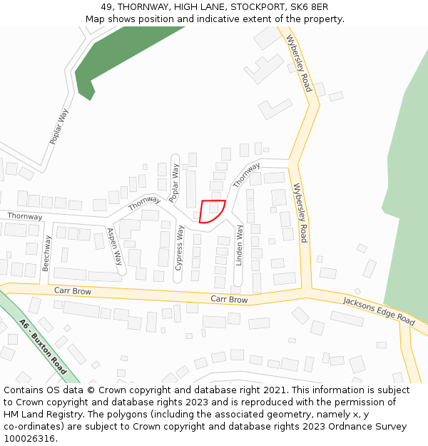 49, THORNWAY, HIGH LANE, STOCKPORT, SK6 8ER: Location map and indicative extent of plot