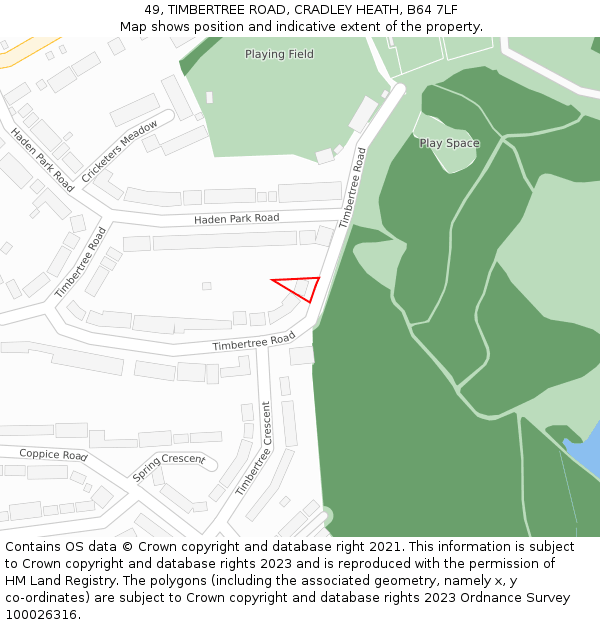 49, TIMBERTREE ROAD, CRADLEY HEATH, B64 7LF: Location map and indicative extent of plot