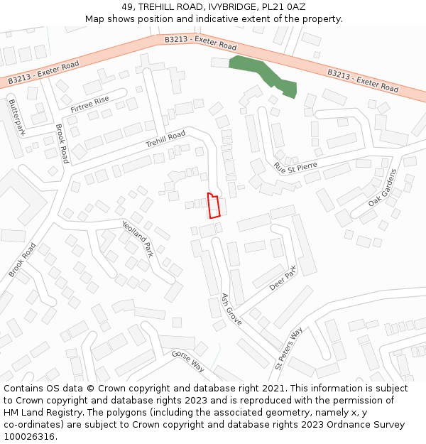 49, TREHILL ROAD, IVYBRIDGE, PL21 0AZ: Location map and indicative extent of plot