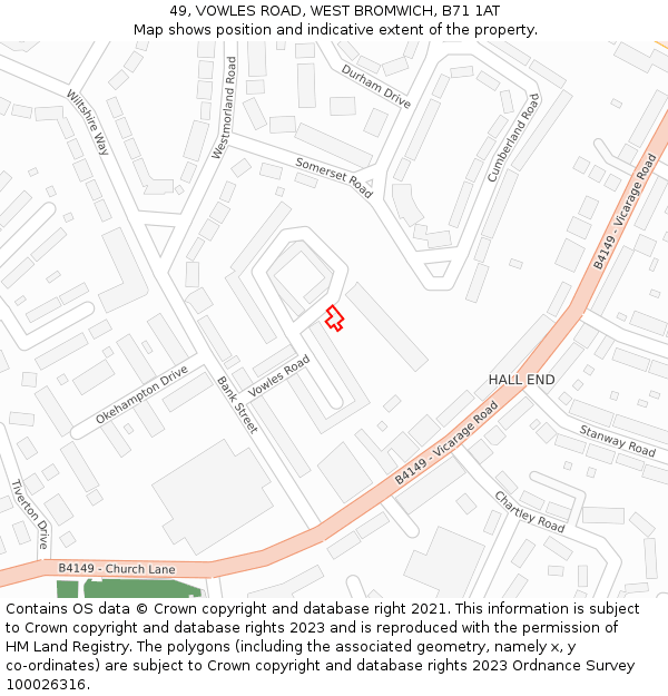 49, VOWLES ROAD, WEST BROMWICH, B71 1AT: Location map and indicative extent of plot