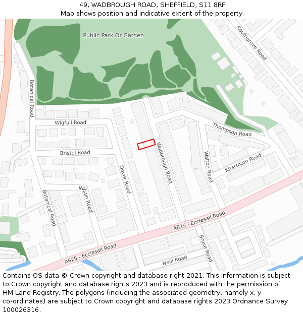 49, WADBROUGH ROAD, SHEFFIELD, S11 8RF: Location map and indicative extent of plot