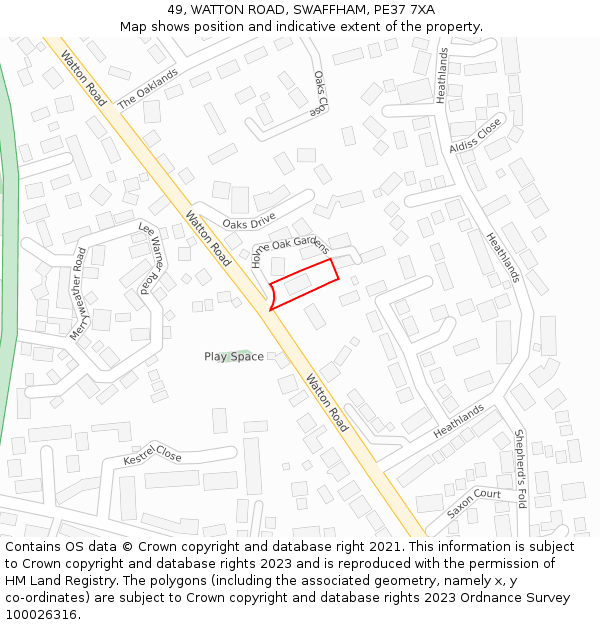 49, WATTON ROAD, SWAFFHAM, PE37 7XA: Location map and indicative extent of plot