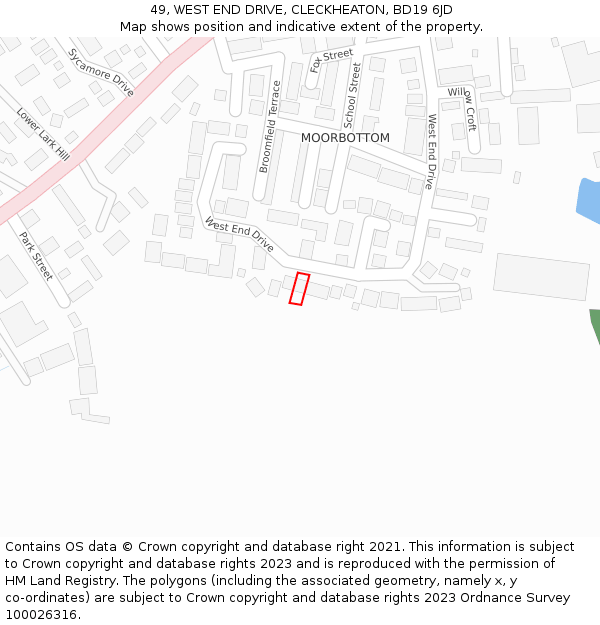 49, WEST END DRIVE, CLECKHEATON, BD19 6JD: Location map and indicative extent of plot