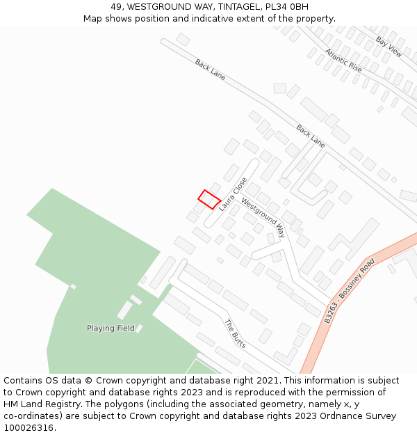 49, WESTGROUND WAY, TINTAGEL, PL34 0BH: Location map and indicative extent of plot