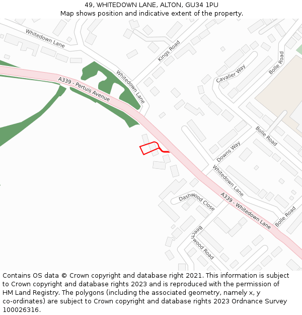 49, WHITEDOWN LANE, ALTON, GU34 1PU: Location map and indicative extent of plot