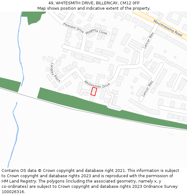 49, WHITESMITH DRIVE, BILLERICAY, CM12 0FP: Location map and indicative extent of plot