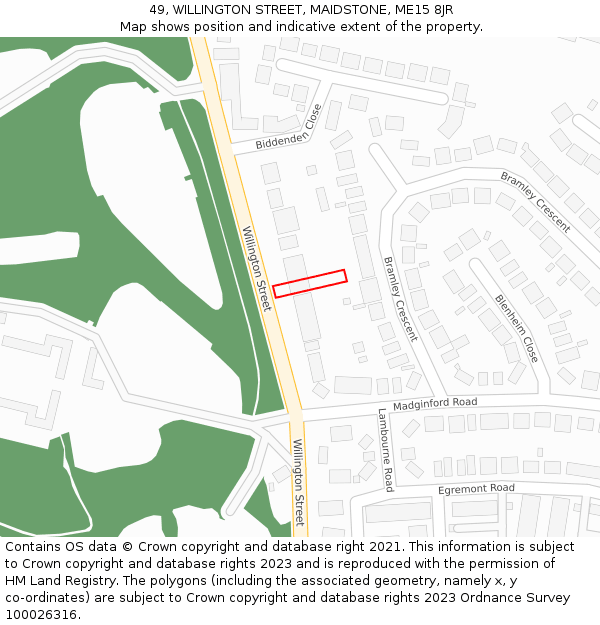 49, WILLINGTON STREET, MAIDSTONE, ME15 8JR: Location map and indicative extent of plot