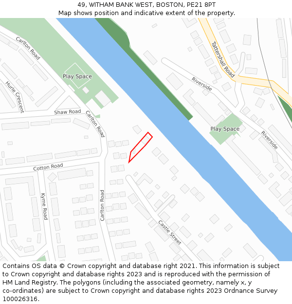 49, WITHAM BANK WEST, BOSTON, PE21 8PT: Location map and indicative extent of plot