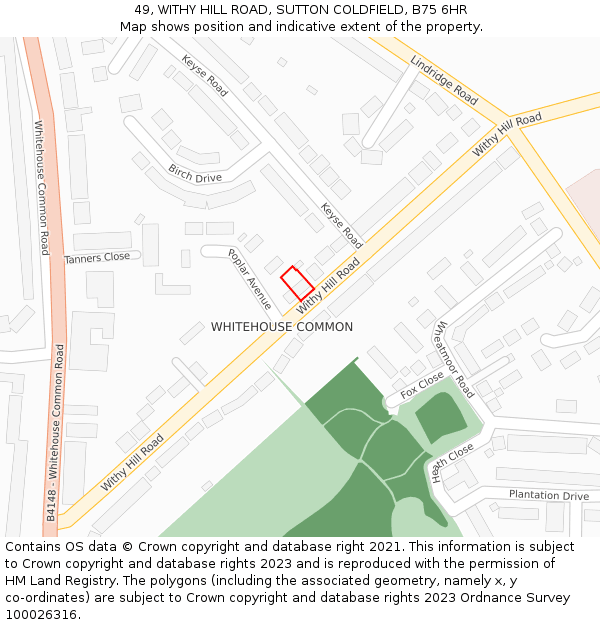 49, WITHY HILL ROAD, SUTTON COLDFIELD, B75 6HR: Location map and indicative extent of plot