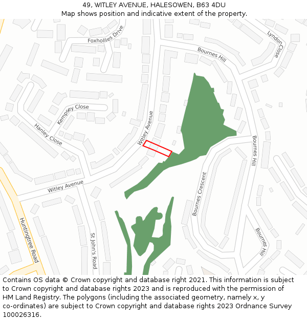 49, WITLEY AVENUE, HALESOWEN, B63 4DU: Location map and indicative extent of plot