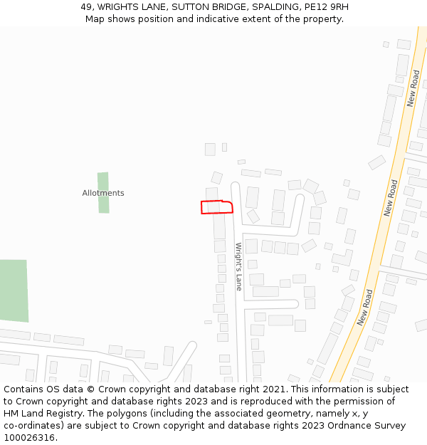 49, WRIGHTS LANE, SUTTON BRIDGE, SPALDING, PE12 9RH: Location map and indicative extent of plot