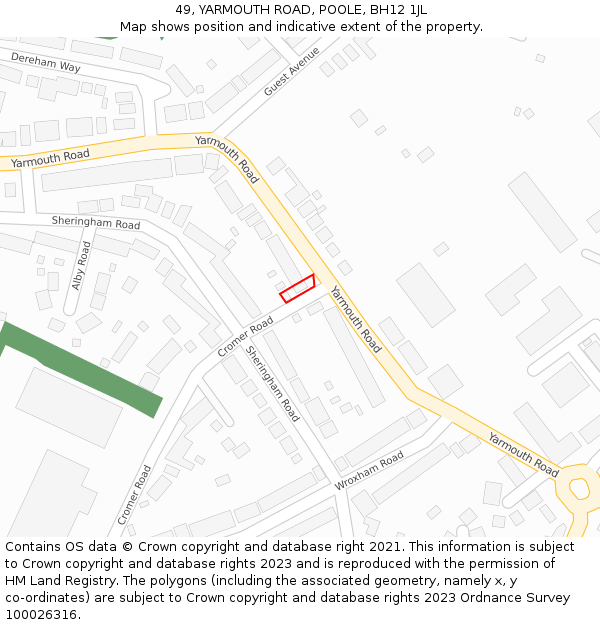 49, YARMOUTH ROAD, POOLE, BH12 1JL: Location map and indicative extent of plot