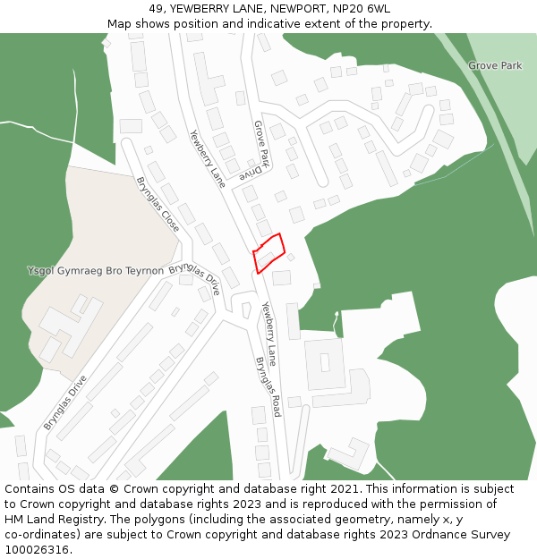 49, YEWBERRY LANE, NEWPORT, NP20 6WL: Location map and indicative extent of plot
