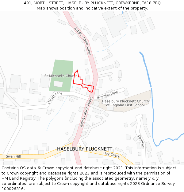 491, NORTH STREET, HASELBURY PLUCKNETT, CREWKERNE, TA18 7RQ: Location map and indicative extent of plot