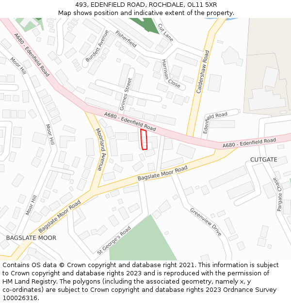 493, EDENFIELD ROAD, ROCHDALE, OL11 5XR: Location map and indicative extent of plot