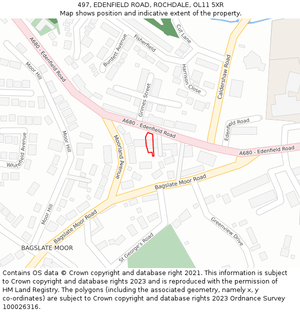 497, EDENFIELD ROAD, ROCHDALE, OL11 5XR: Location map and indicative extent of plot