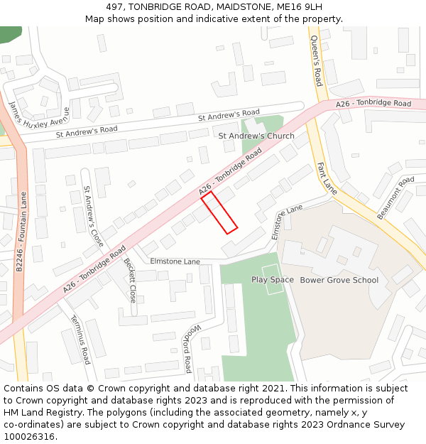 497, TONBRIDGE ROAD, MAIDSTONE, ME16 9LH: Location map and indicative extent of plot