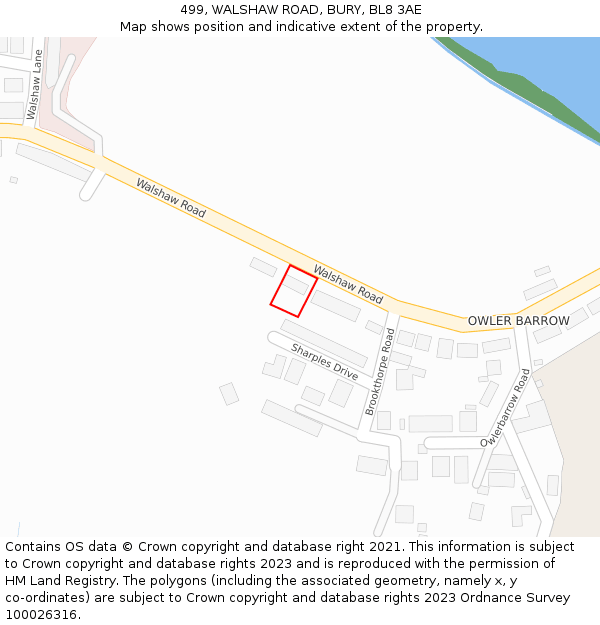 499, WALSHAW ROAD, BURY, BL8 3AE: Location map and indicative extent of plot