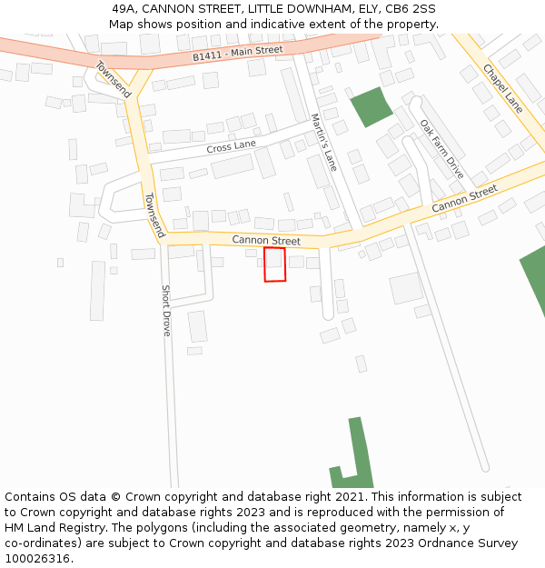 49A, CANNON STREET, LITTLE DOWNHAM, ELY, CB6 2SS: Location map and indicative extent of plot