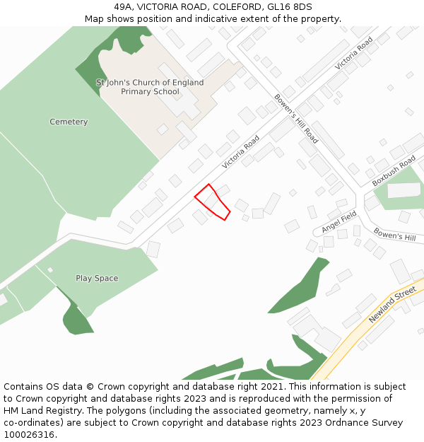 49A, VICTORIA ROAD, COLEFORD, GL16 8DS: Location map and indicative extent of plot