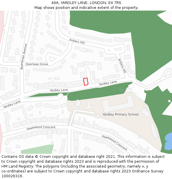 49A, YARDLEY LANE, LONDON, E4 7RS: Location map and indicative extent of plot