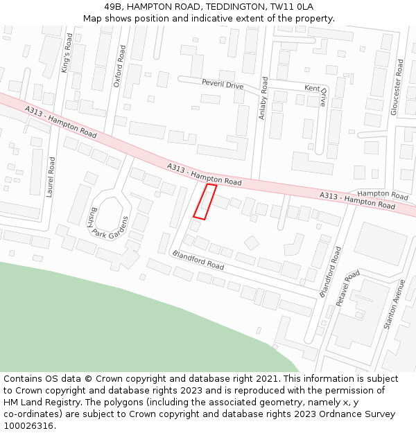 49B, HAMPTON ROAD, TEDDINGTON, TW11 0LA: Location map and indicative extent of plot