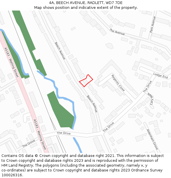 4A, BEECH AVENUE, RADLETT, WD7 7DE: Location map and indicative extent of plot