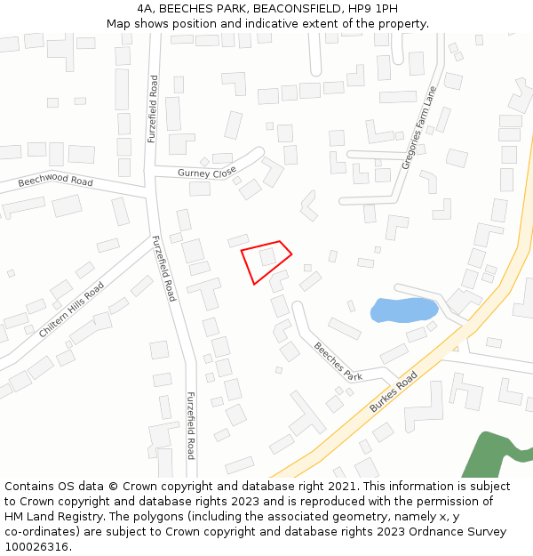 4A, BEECHES PARK, BEACONSFIELD, HP9 1PH: Location map and indicative extent of plot