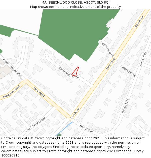 4A, BEECHWOOD CLOSE, ASCOT, SL5 8QJ: Location map and indicative extent of plot