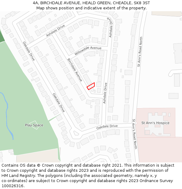 4A, BIRCHDALE AVENUE, HEALD GREEN, CHEADLE, SK8 3ST: Location map and indicative extent of plot