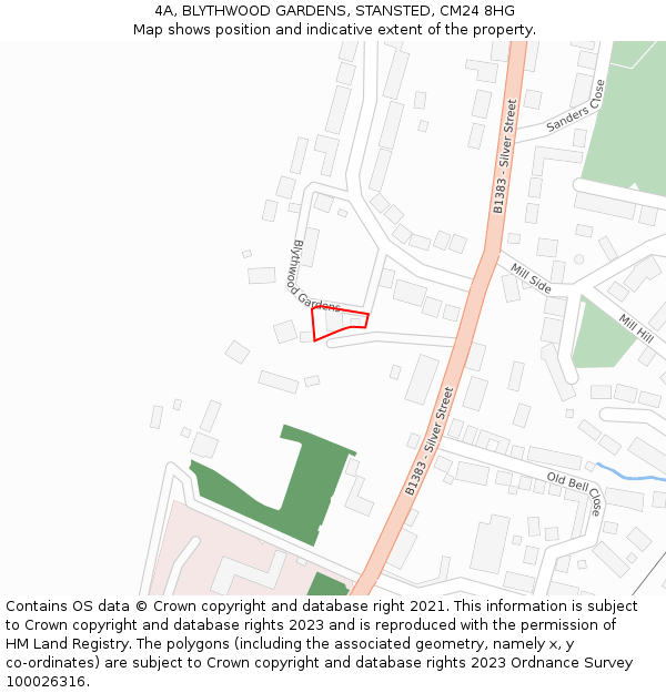 4A, BLYTHWOOD GARDENS, STANSTED, CM24 8HG: Location map and indicative extent of plot