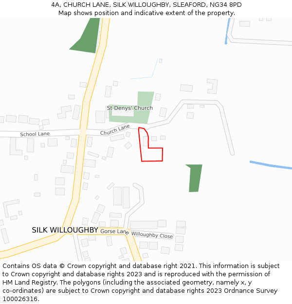 4A, CHURCH LANE, SILK WILLOUGHBY, SLEAFORD, NG34 8PD: Location map and indicative extent of plot