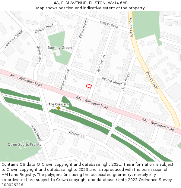 4A, ELM AVENUE, BILSTON, WV14 6AR: Location map and indicative extent of plot