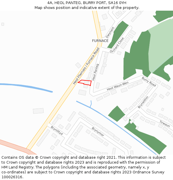 4A, HEOL PANTEG, BURRY PORT, SA16 0YH: Location map and indicative extent of plot