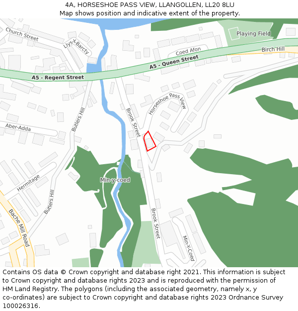 4A, HORSESHOE PASS VIEW, LLANGOLLEN, LL20 8LU: Location map and indicative extent of plot