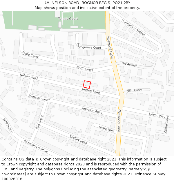 4A, NELSON ROAD, BOGNOR REGIS, PO21 2RY: Location map and indicative extent of plot