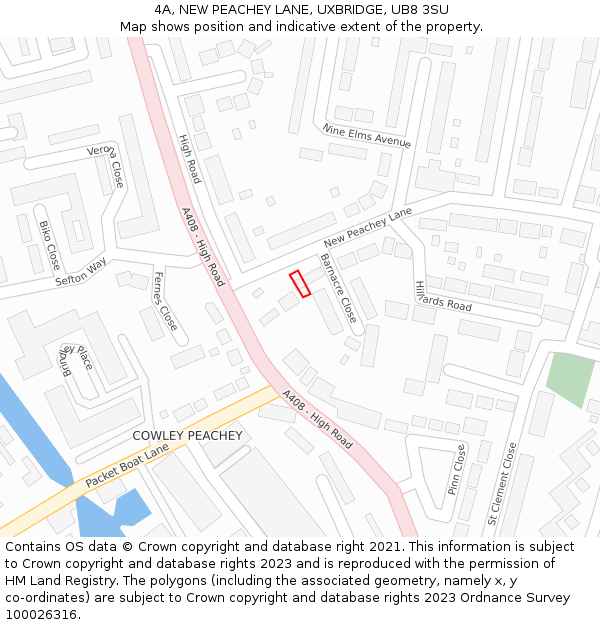 4A, NEW PEACHEY LANE, UXBRIDGE, UB8 3SU: Location map and indicative extent of plot