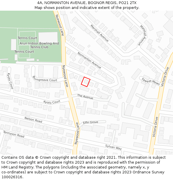 4A, NORMANTON AVENUE, BOGNOR REGIS, PO21 2TX: Location map and indicative extent of plot