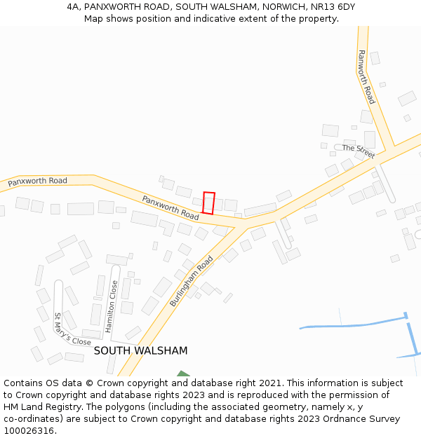 4A, PANXWORTH ROAD, SOUTH WALSHAM, NORWICH, NR13 6DY: Location map and indicative extent of plot