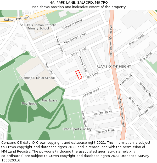4A, PARK LANE, SALFORD, M6 7RQ: Location map and indicative extent of plot