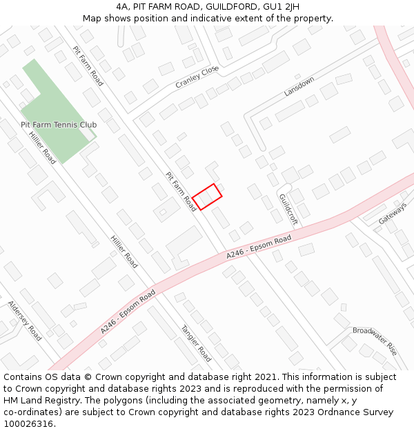 4A, PIT FARM ROAD, GUILDFORD, GU1 2JH: Location map and indicative extent of plot