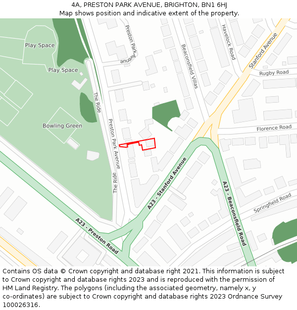 4A, PRESTON PARK AVENUE, BRIGHTON, BN1 6HJ: Location map and indicative extent of plot