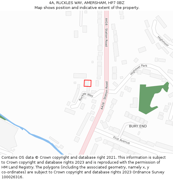 4A, RUCKLES WAY, AMERSHAM, HP7 0BZ: Location map and indicative extent of plot