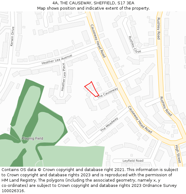 4A, THE CAUSEWAY, SHEFFIELD, S17 3EA: Location map and indicative extent of plot