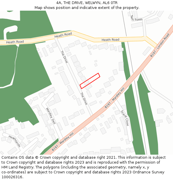 4A, THE DRIVE, WELWYN, AL6 0TR: Location map and indicative extent of plot