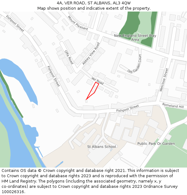 4A, VER ROAD, ST ALBANS, AL3 4QW: Location map and indicative extent of plot