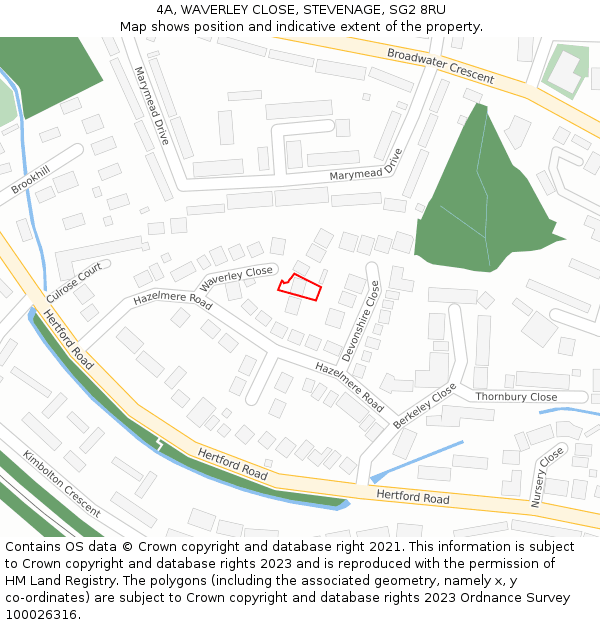 4A, WAVERLEY CLOSE, STEVENAGE, SG2 8RU: Location map and indicative extent of plot